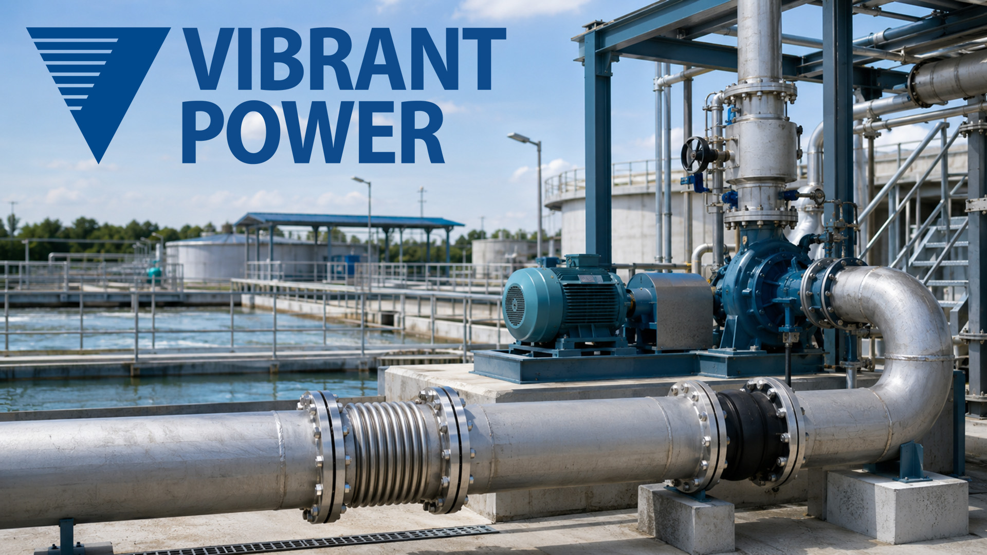 Vibrant Power expansion joints used in industrial water-treatment facility.